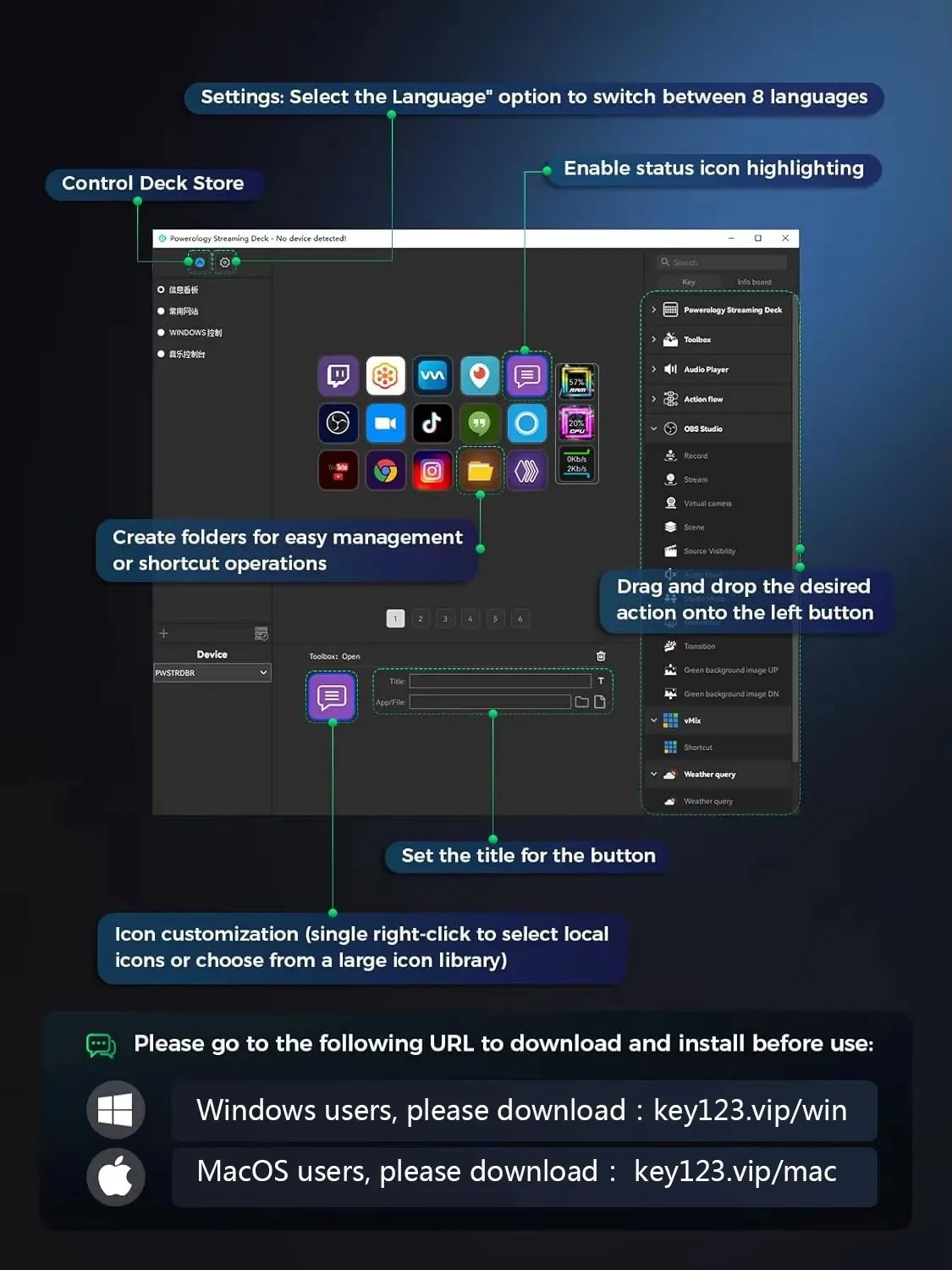 StreamDeck Mini Visual Keyboard 15Keys